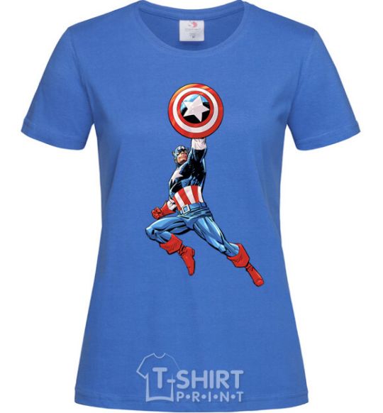 Женская футболка Капітан Америка з щитом Ярко-синий фото