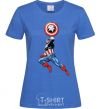 Женская футболка Капітан Америка з щитом Ярко-синий фото