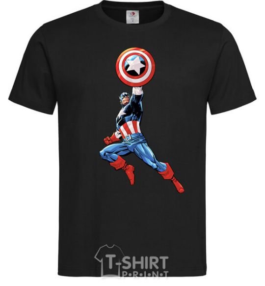 Men's T-Shirt Captain America with a shield black фото