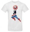 Men's T-Shirt Captain America with a shield White фото