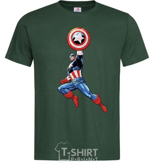 Men's T-Shirt Captain America with a shield bottle-green фото