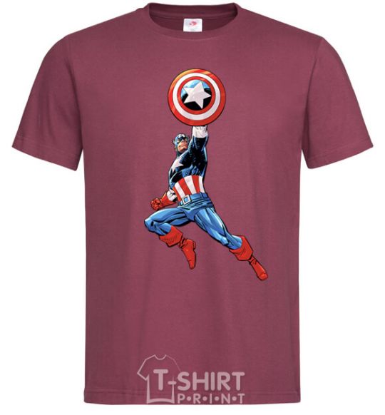 Мужская футболка Капітан Америка з щитом Бордовый фото