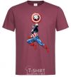 Men's T-Shirt Captain America with a shield burgundy фото