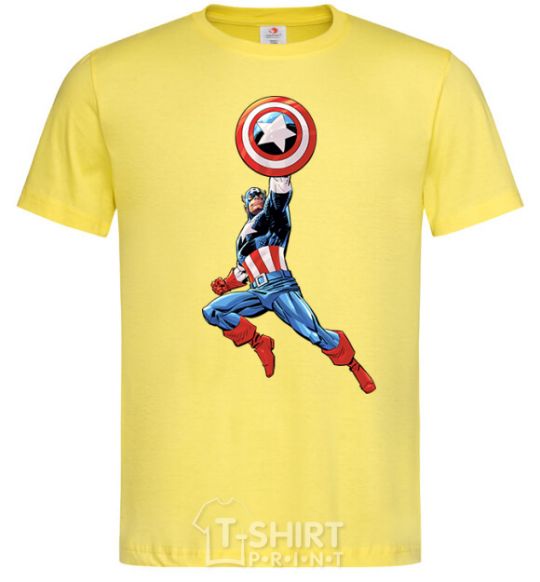 Men's T-Shirt Captain America with a shield cornsilk фото