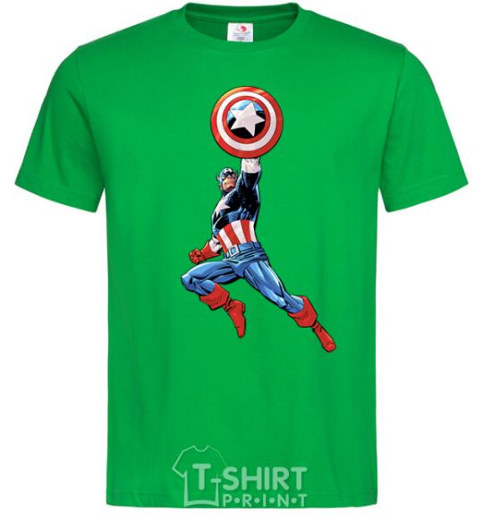 Men's T-Shirt Captain America with a shield kelly-green фото