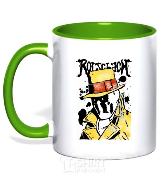 Mug with a colored handle Роршах Rorschach kelly-green фото