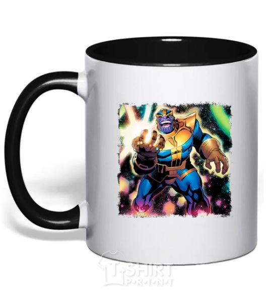 Mug with a colored handle Thanos black фото