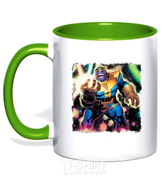 Mug with a colored handle Thanos kelly-green фото