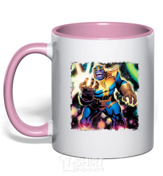 Mug with a colored handle Thanos light-pink фото