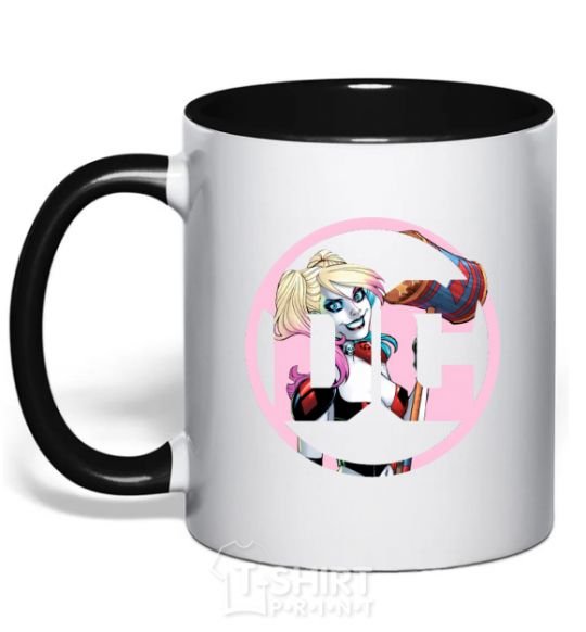 Mug with a colored handle Harley Quinn DC black фото