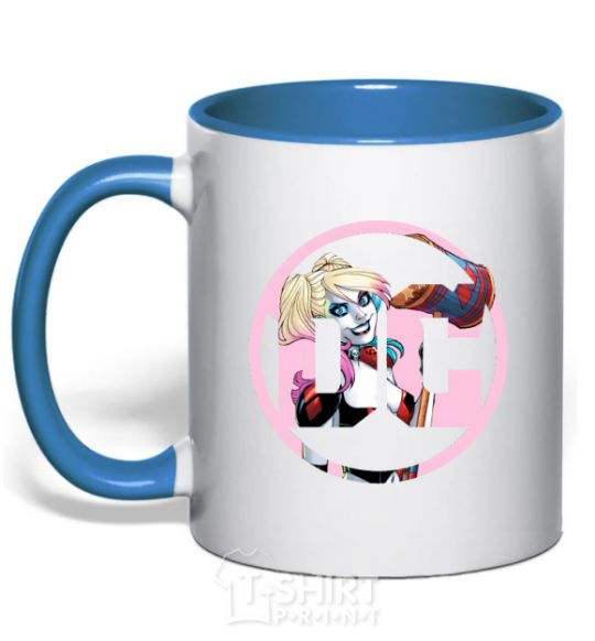 Mug with a colored handle Harley Quinn DC royal-blue фото