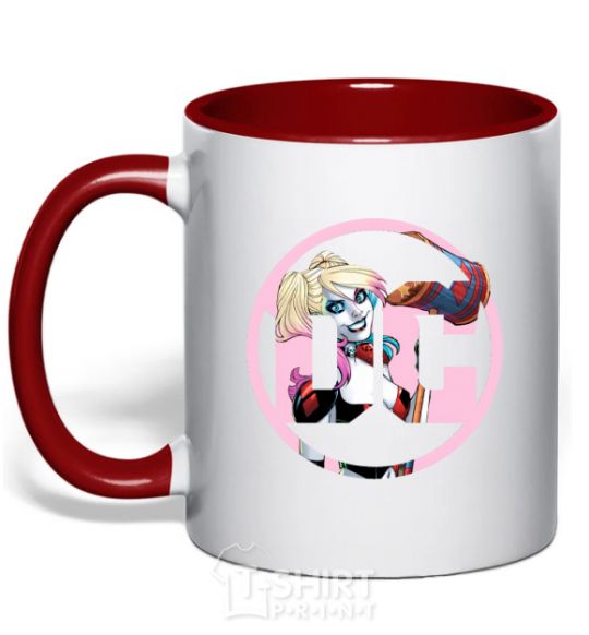 Mug with a colored handle Harley Quinn DC red фото