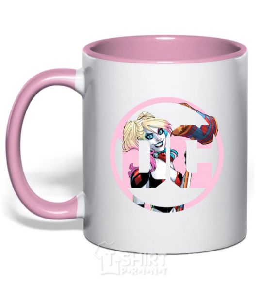 Mug with a colored handle Harley Quinn DC light-pink фото