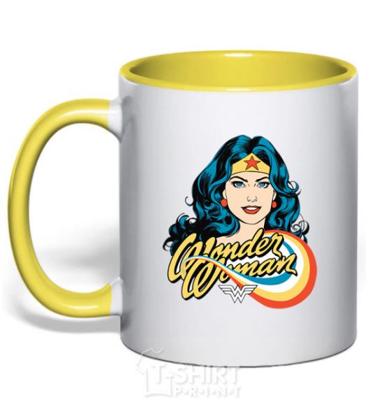 Mug with a colored handle Wonder Woman yellow фото