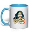 Mug with a colored handle Wonder Woman sky-blue фото