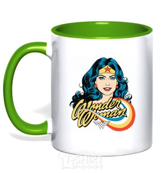 Mug with a colored handle Wonder Woman kelly-green фото