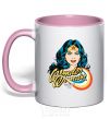 Mug with a colored handle Wonder Woman light-pink фото