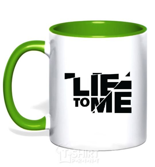 Mug with a colored handle LIE TO ME kelly-green фото