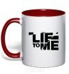 Mug with a colored handle LIE TO ME red фото