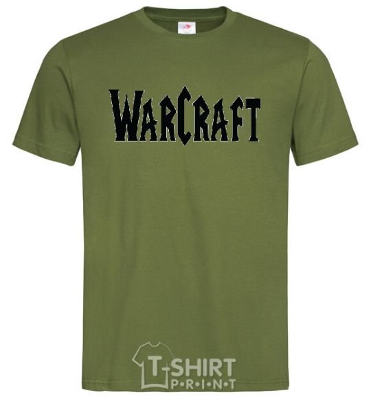 Мужская футболка Надпись WARCRAFT Оливковый фото
