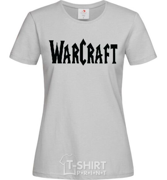 Women's T-shirt The inscription WARCRAFT grey фото