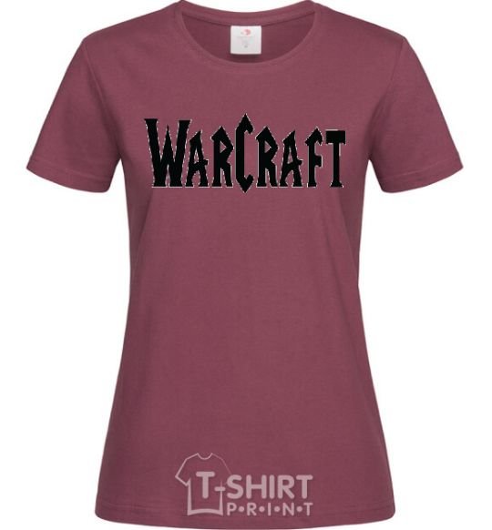 Women's T-shirt The inscription WARCRAFT burgundy фото