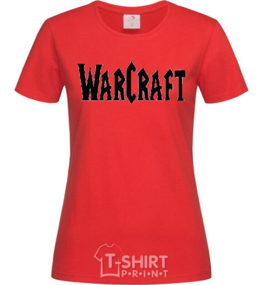 Women's T-shirt The inscription WARCRAFT red фото