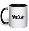 Mug with a colored handle The inscription WARCRAFT black фото