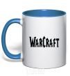 Mug with a colored handle The inscription WARCRAFT royal-blue фото