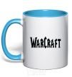 Mug with a colored handle The inscription WARCRAFT sky-blue фото