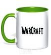 Mug with a colored handle The inscription WARCRAFT kelly-green фото