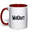 Mug with a colored handle The inscription WARCRAFT red фото