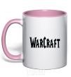 Mug with a colored handle The inscription WARCRAFT light-pink фото