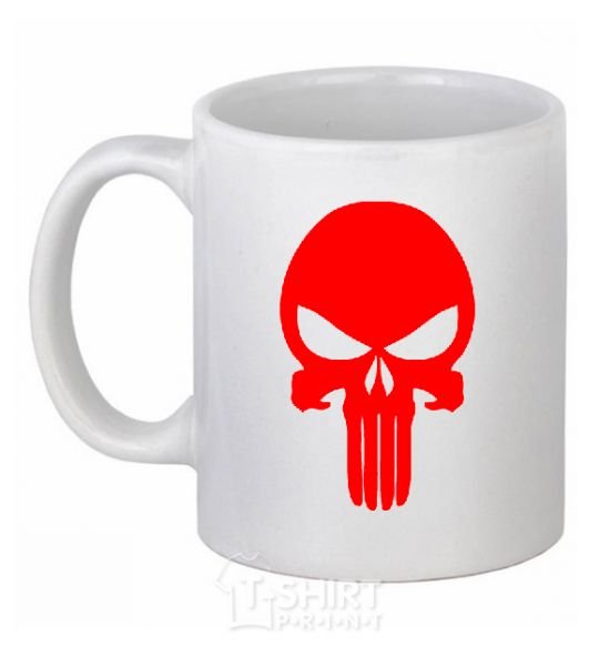 Ceramic mug Skull red White фото