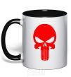Mug with a colored handle Skull red black фото