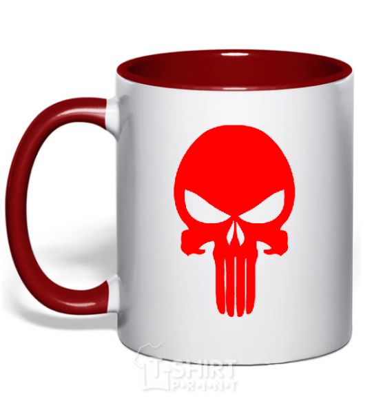 Mug with a colored handle Skull red red фото
