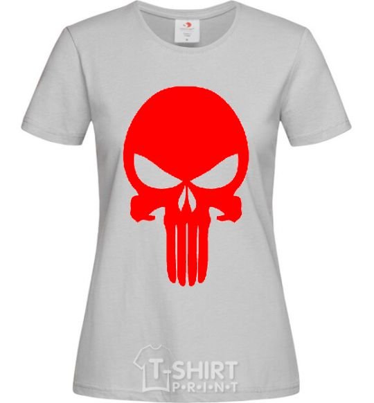 Women's T-shirt Skull red grey фото