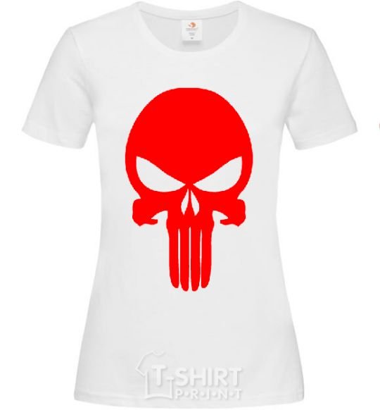 Women's T-shirt Skull red White фото