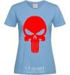 Women's T-shirt Skull red sky-blue фото