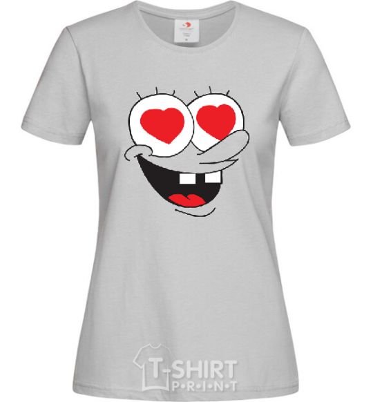 Women's T-shirt SPONGE BOB in love grey фото