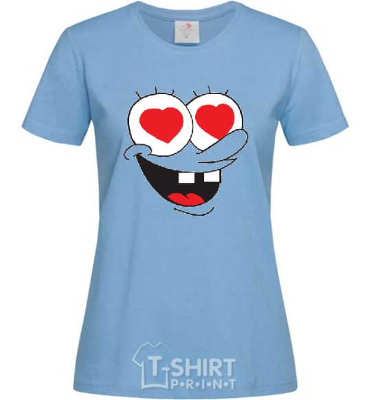 Women's T-shirt SPONGE BOB in love sky-blue фото