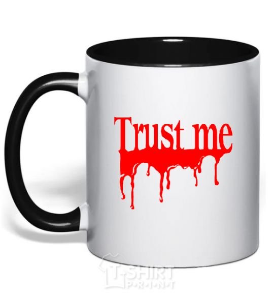 Mug with a colored handle TRUST ME painted black фото