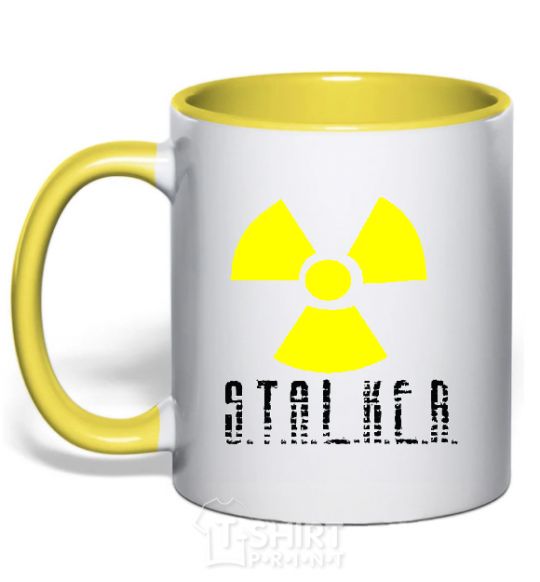 Mug with a colored handle STALKER Explosion yellow фото
