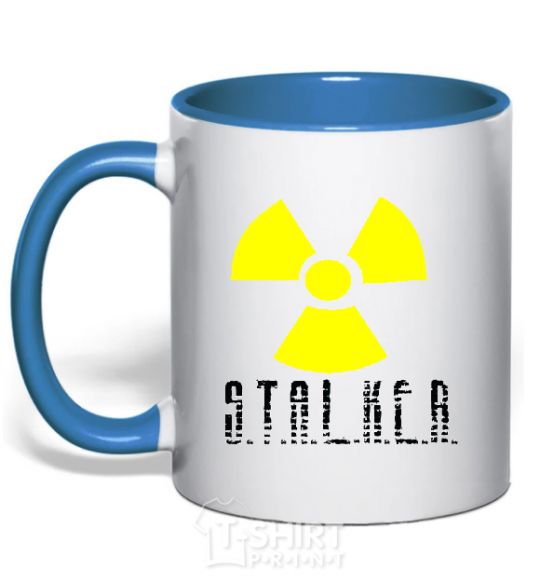 Mug with a colored handle STALKER Explosion royal-blue фото
