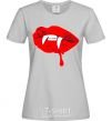 Women's T-shirt VAMPIRE LIPS grey фото