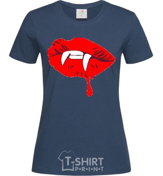 Women's T-shirt VAMPIRE LIPS navy-blue фото