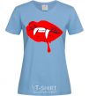 Women's T-shirt VAMPIRE LIPS sky-blue фото