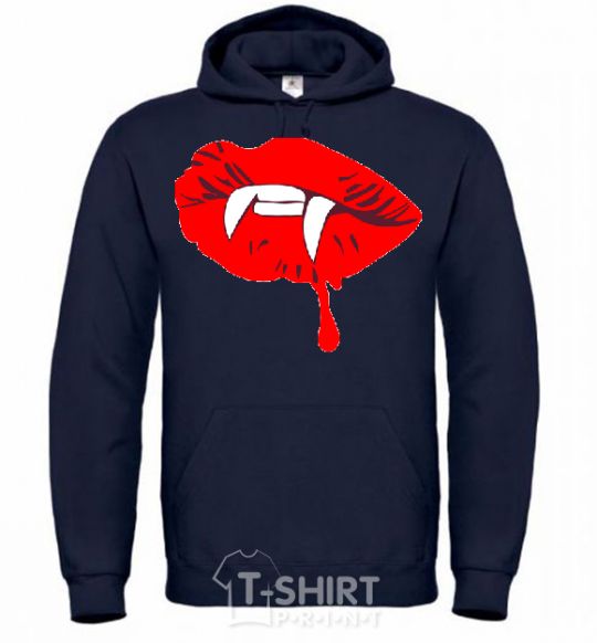 Men`s hoodie VAMPIRE LIPS navy-blue фото