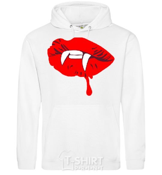 Men`s hoodie VAMPIRE LIPS White фото