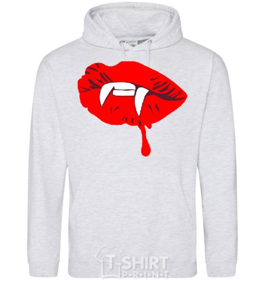 Men`s hoodie VAMPIRE LIPS sport-grey фото